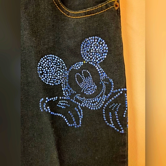 Mickey Mouse Bedazzled Blue Straight Jeans - Picture 3 of 4
